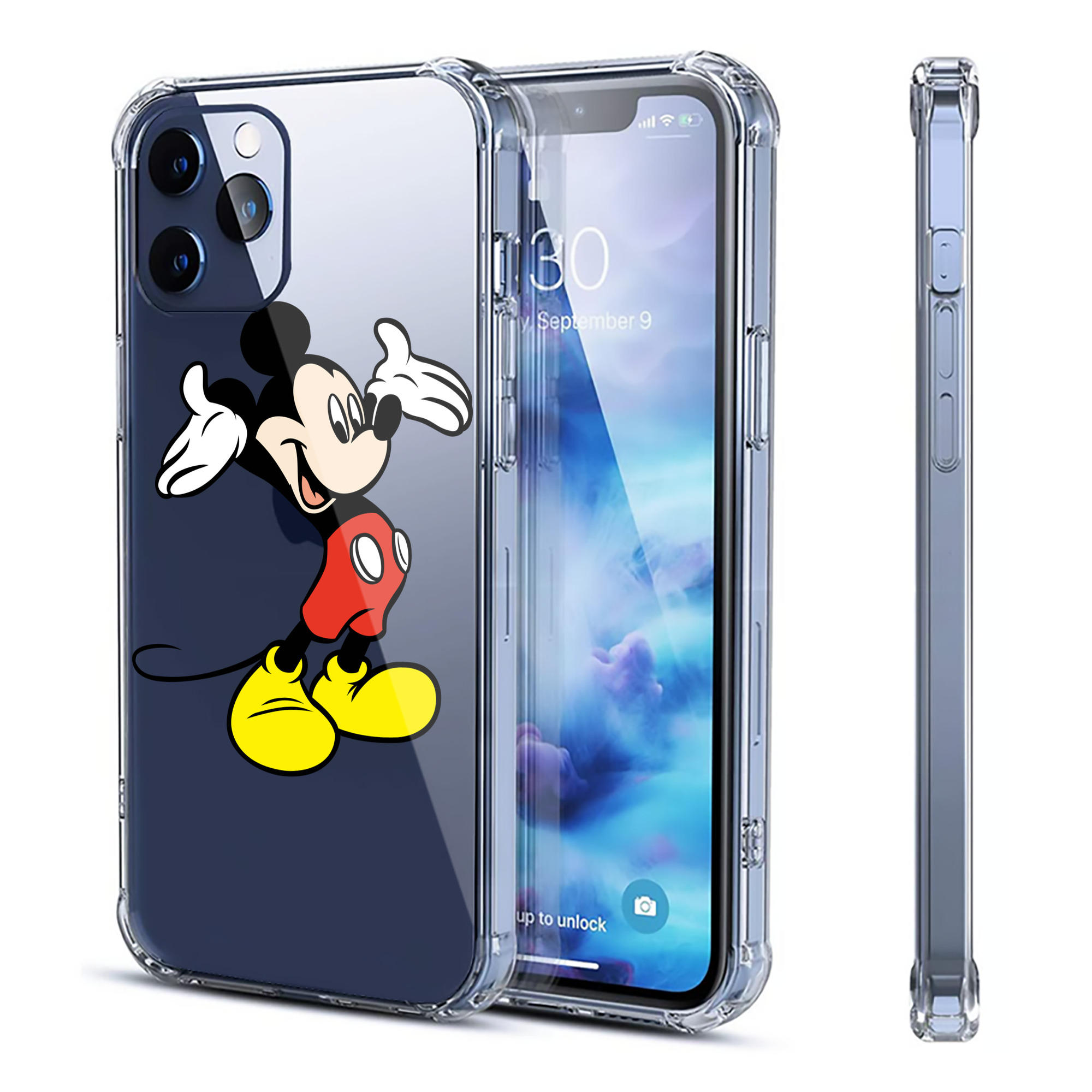 （画像用） ミッキーマウス Mickey Mouse 【iPhone 12シリーズ対応】透明スマホケース（クリアソフトケース）
